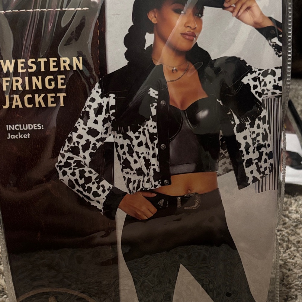 Western Fringe Jacket - Black and White